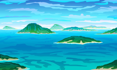 Fototapeta na wymiar eps 10 illustration background View of blue Caribbean paradise