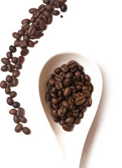 Coffee beans  on white