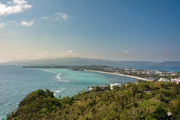 Aerial view of a tropical island in the sea - Boracay Philippines. Tropical island