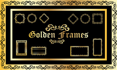 Set of eleven vintage golden frames