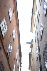 Uneven buildings in stockholm on a sunny day