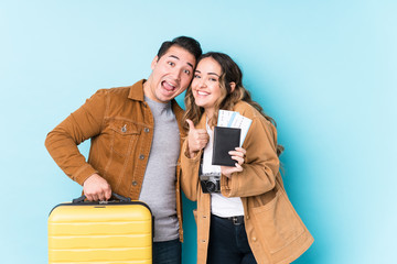 Young latin couple ready for travelling