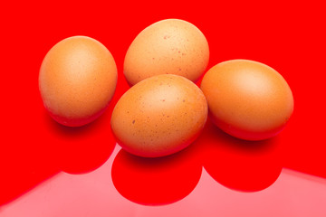 Chicken eggs, raw eggs freshly picked from the farm