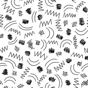 Hand drawen abstract pattern. Scratch doodle lines, graphic background