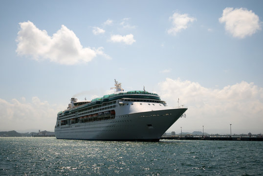 A cruise ship in the harbor in San Juan, Puerto Rico