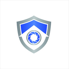 camera shield security logo design concept