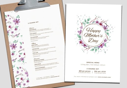 Mother's Day Menu Layout