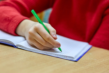Hand write on notebook, on bright background