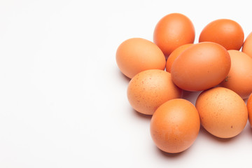 Chicken eggs, raw eggs freshly picked from the farm