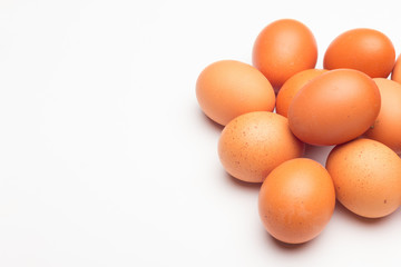 Chicken eggs, raw eggs freshly picked from the farm