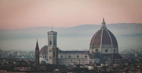 Fototapeta premium View of Santa Maria Novella and Giotto Bell Tower from Piazzale Michelangelo - Florence