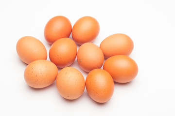 Chicken eggs, raw eggs freshly picked from the farm