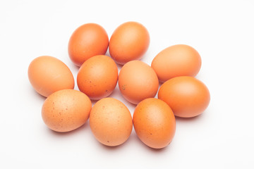 Chicken eggs, raw eggs freshly picked from the farm