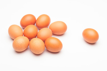Chicken eggs, raw eggs freshly picked from the farm