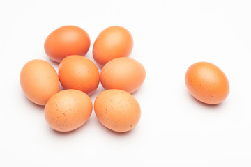 Chicken eggs, raw eggs freshly picked from the farm