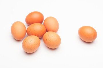 Chicken eggs, raw eggs freshly picked from the farm