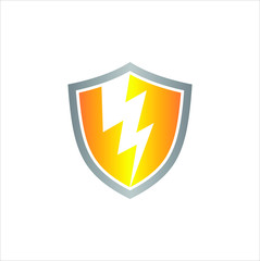 Energy secure or protection with shield and plug logo vector illustration