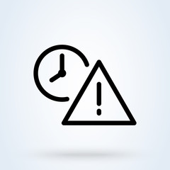 Exclamation point and clock line. Simple vector modern icon design illustration.