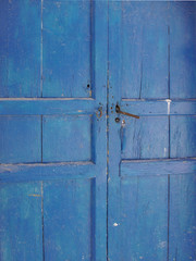 Ancient entrance doors of historic houses in Emporio, the largest village of Santorini,Greece.