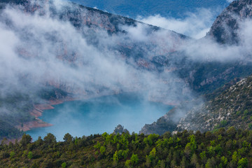 Canelles Reservoir, Montrebei gorge, Congost de Mont-rebei, Montsec Range, The Pre-Pyrenees, Lleida, Catalonia, Spain, Europe