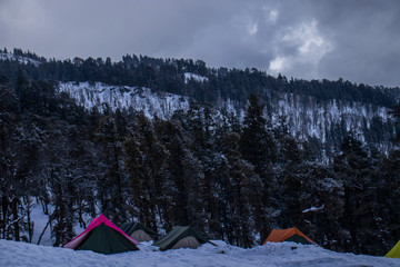 A campsite on a himalayan mountain