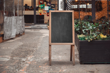 Blank menu board in the cafe