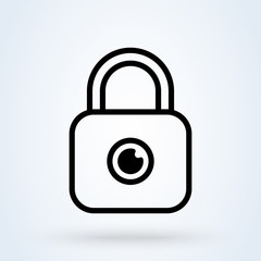 Privacy eye lock line. Simple modern icon design illustration.