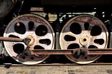 Wheels of an old locomotiv