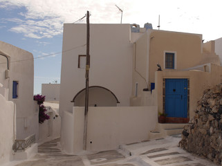 Emporio, the largest village of Santorini,Greece. Views of Typical buildings and streets of the central historical part.