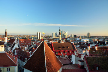 View of Tallinn from Kohtuotsа platform a sunny winter evening