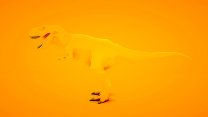 Tyrannosaurus Rex on orange background. Minimal idea concept, 3d illustration