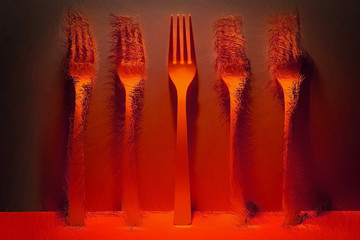 Neon glow - Orange forks in a row