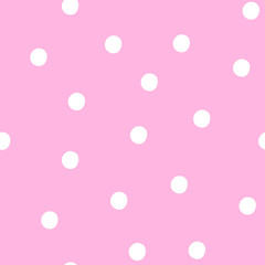 Cute seamless pattern with polka dot on sweet pink. Vector background for wallpaper, fabric, wrapping paper and another design