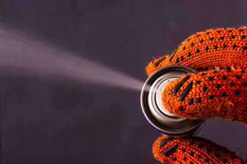 Aerosol can. Multi use product protects metal from rust and corrosion. View from above.