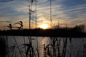 mit einem Sonnenuntergang