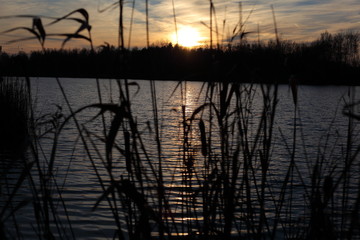 mit einem Sonnenuntergang