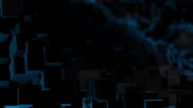 Dark Blue Ocean Cubes Waves 3d Render Background