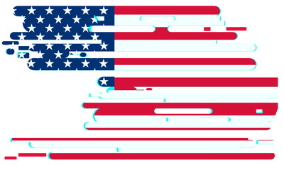 USA flag in grunge style. Vector illustration on a white isolated background.