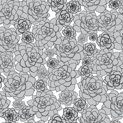 Vector grey succulent seamless pattern print background.