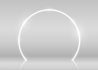 Neon show light podium futuristic background. Vector