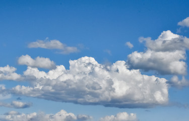 Beautiful panorama of white clouds in a blue sky