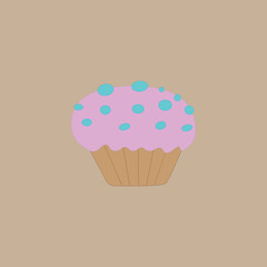 Sweet cake on the light beige background