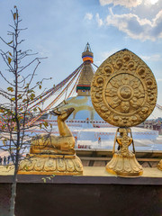 Kathmandu, Nepal - November 2019: Boudhanath Stupa, the largest stupa in Kathmandu, Nepal