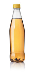 Front view of fruit soda bottle