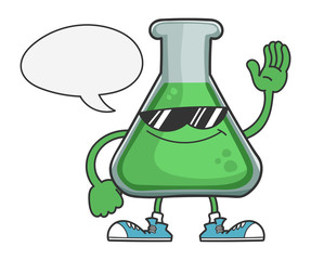Science test tube with sunglasses and speech bubble