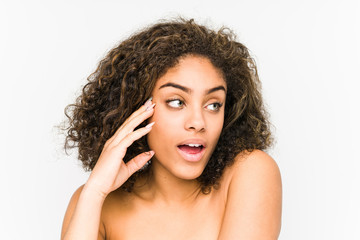 Young african american woman face closeup