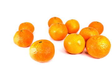Orange mandarins isolated on white background