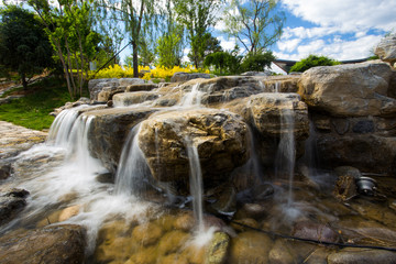 Naklejka premium Long exposure decorative waterfall.