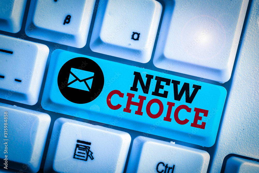 Aufkleber word writing text new choice. business photo showcasing having lot of options and adding another one