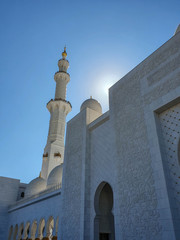 Abu Dhabi, UAE - November 2019: Sheikh Zayed Grand Mosque in Abu Dhabi, the largest mosque in the country. Open for tourists.